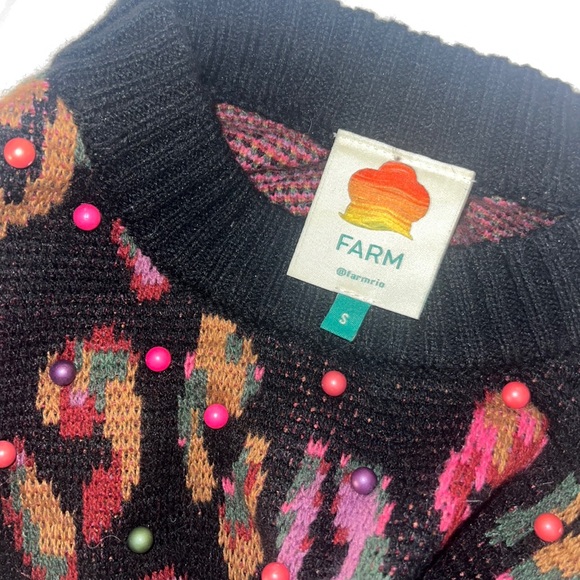 FARM RIO Beaded Leopard Pattern Beaded Sweater, size small - Picture 6 of 13